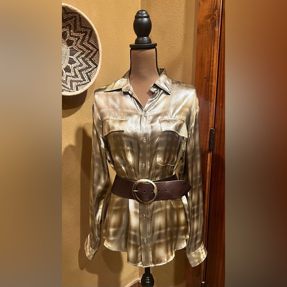 SOLD Ralph Lauren Purple Label Metallic Plaid Button Up Size 10 - Picture 6 of 7